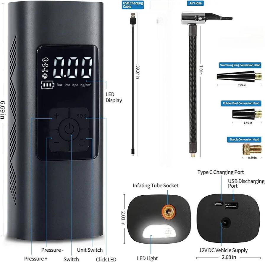 Multiple Functionalities Tyre Inflator