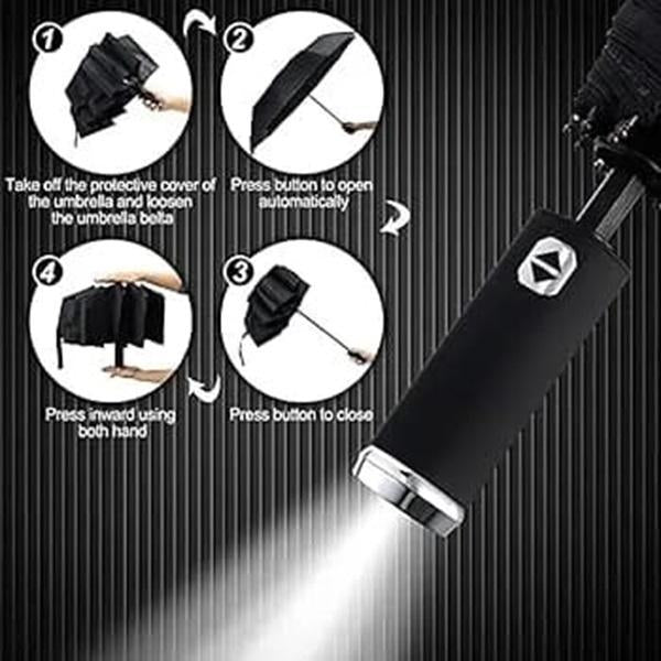 Portable Black Aluminium Umbrella - 1 Pc Weather-Resistant Design for Outdoor Use